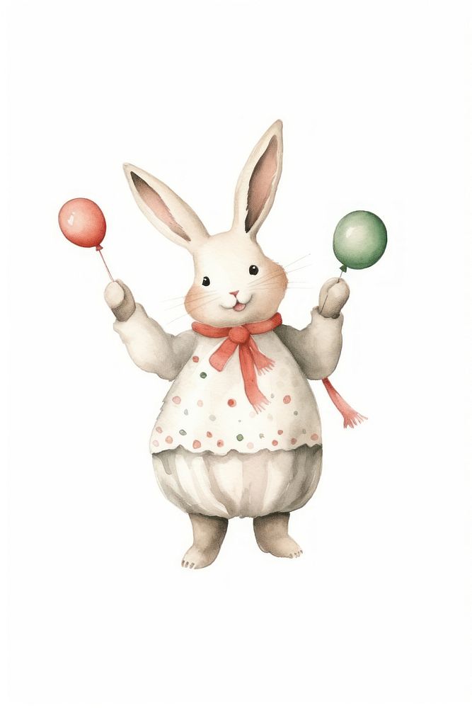 Christmas rabbit dancing cartoon mammal white. AI generated Image by rawpixel.
