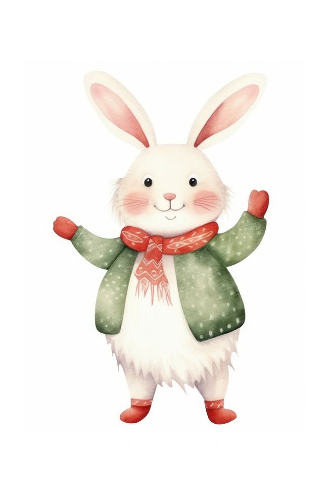 Christmas rabbit dancing cartoon mammal animal. AI generated Image by rawpixel.