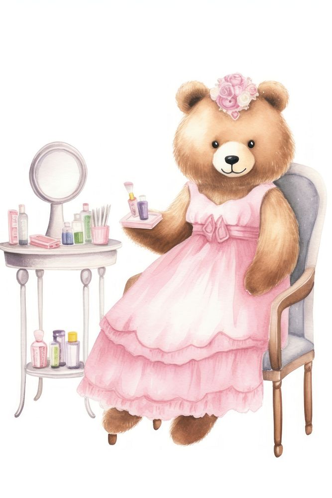 Bear beauty salon furniture cartoon cute. 