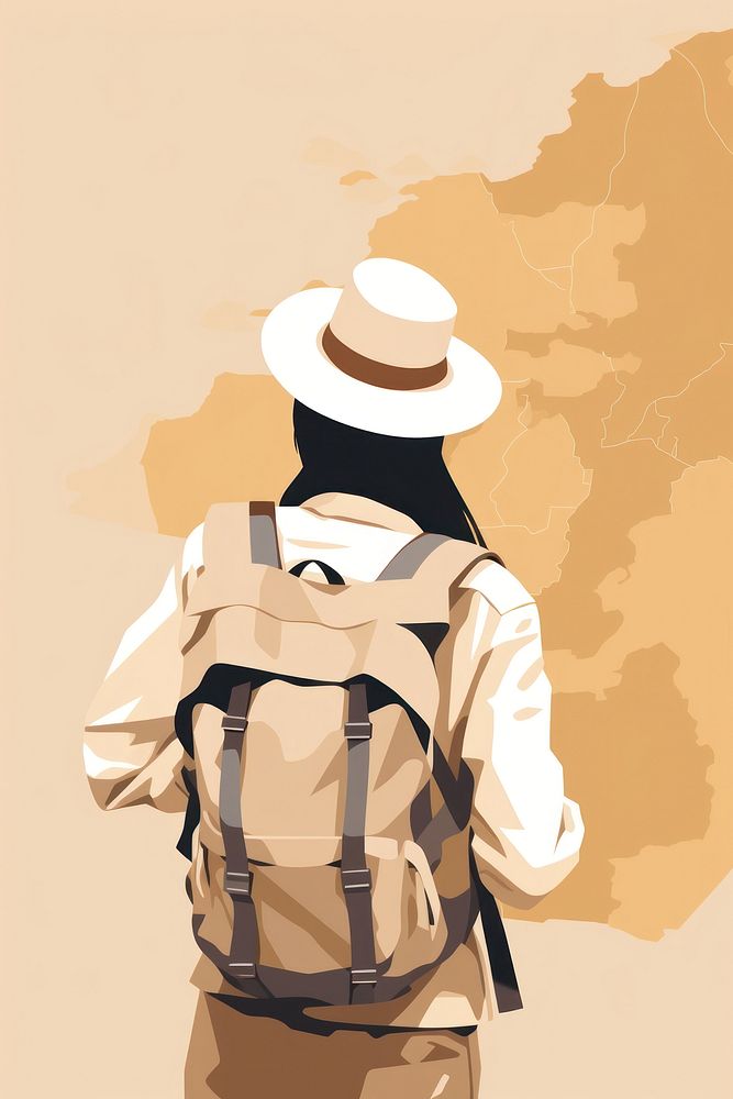 Tourist using a map backpack outdoors photo. AI generated Image by rawpixel.