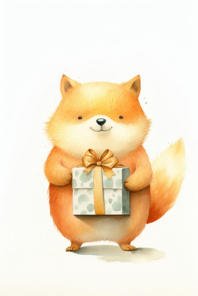 Fox holding a gift boxs mammal animal rodent. AI generated Image by rawpixel.