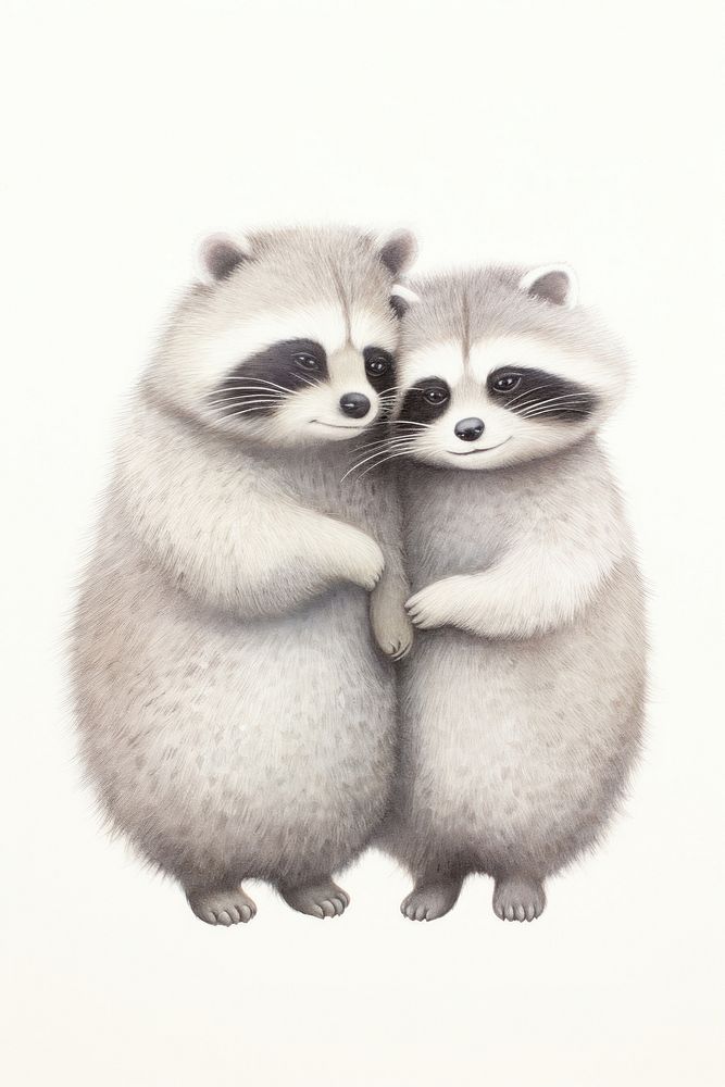 Couple raccoon hugging wildlife animal mammal. 