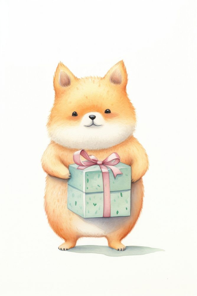 Fox holding a gift boxs mammal animal rodent. AI generated Image by rawpixel.