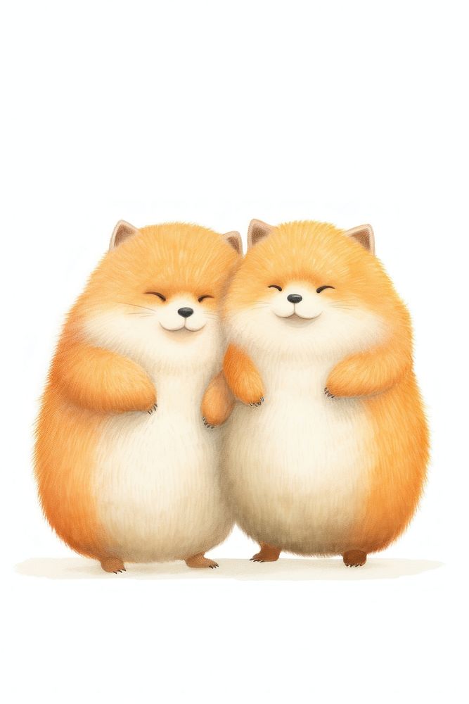 Couple fox hugging mammal animal pet. AI generated Image by rawpixel.