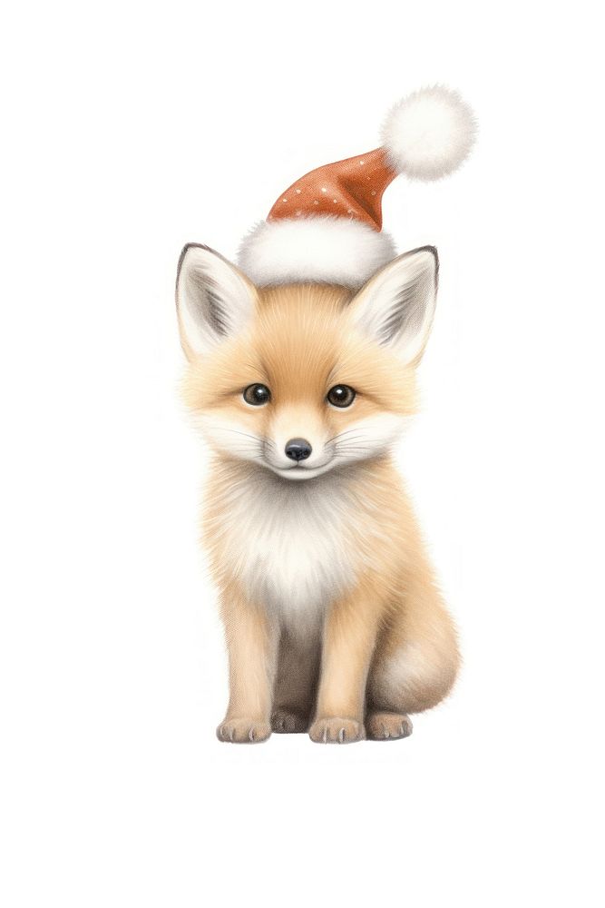 Baby cute fox christmas mammal | Free Photo Illustration - rawpixel