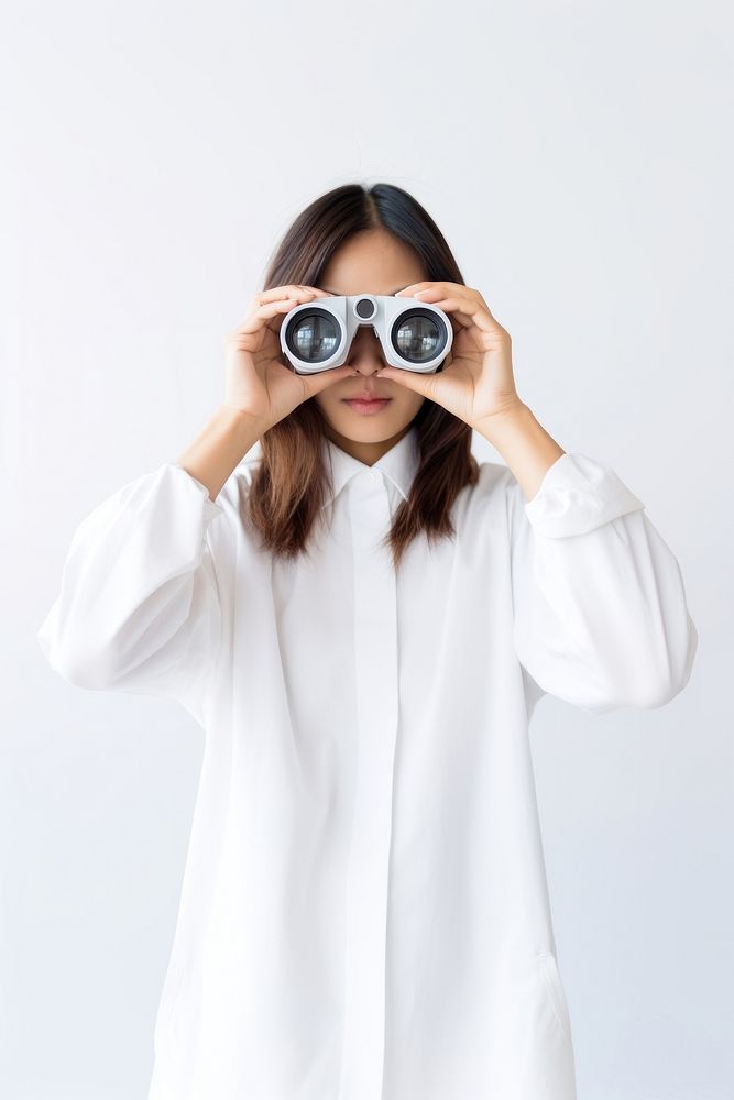 Binoculars looking photo white background. AI generated Image by rawpixel.