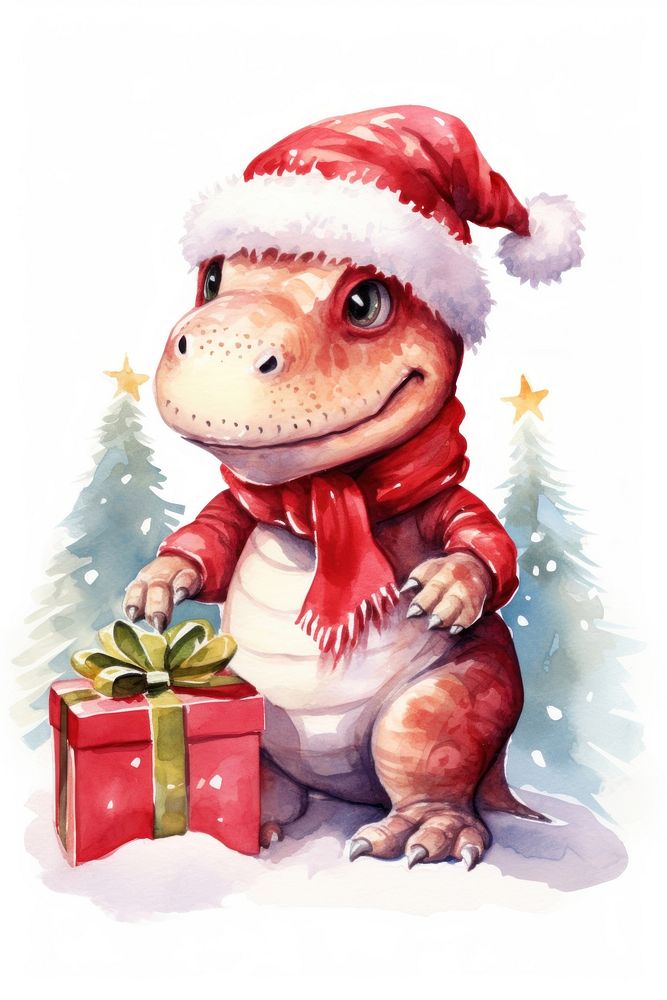 Christmas animal gift red. AI generated Image by rawpixel.