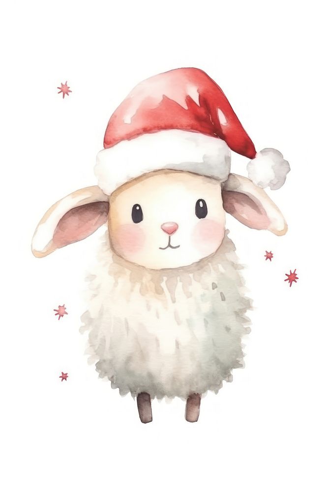 Christmas animal cartoon mammal sheep. AI generated Image by rawpixel.