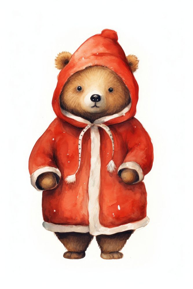 A bear wearing christmas red costume cute toy representation. AI generated Image by rawpixel.