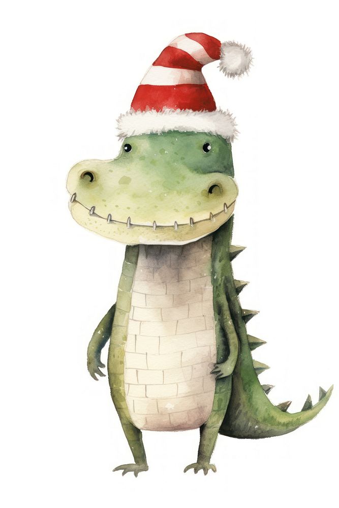 Christmas cute alligator animal reptile cartoon. AI generated Image by rawpixel.