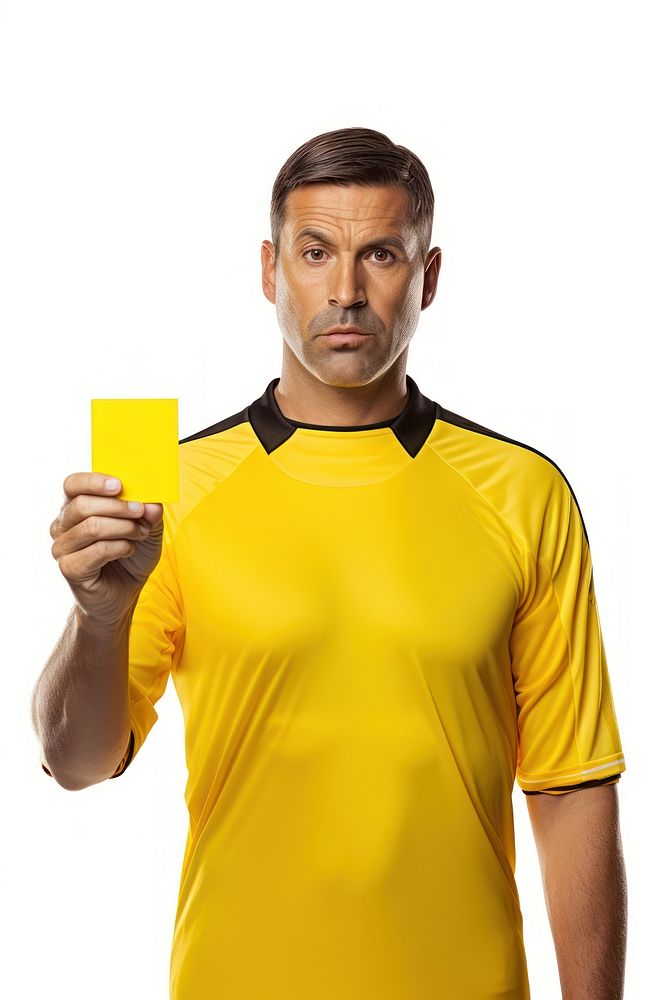 A football judge holding yellow card portrait t-shirt sports. AI generated Image by rawpixel.