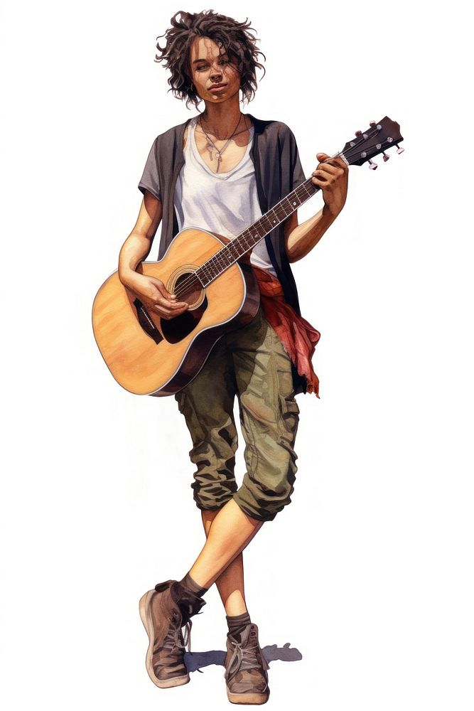 Young singer footwear musician guitar. 