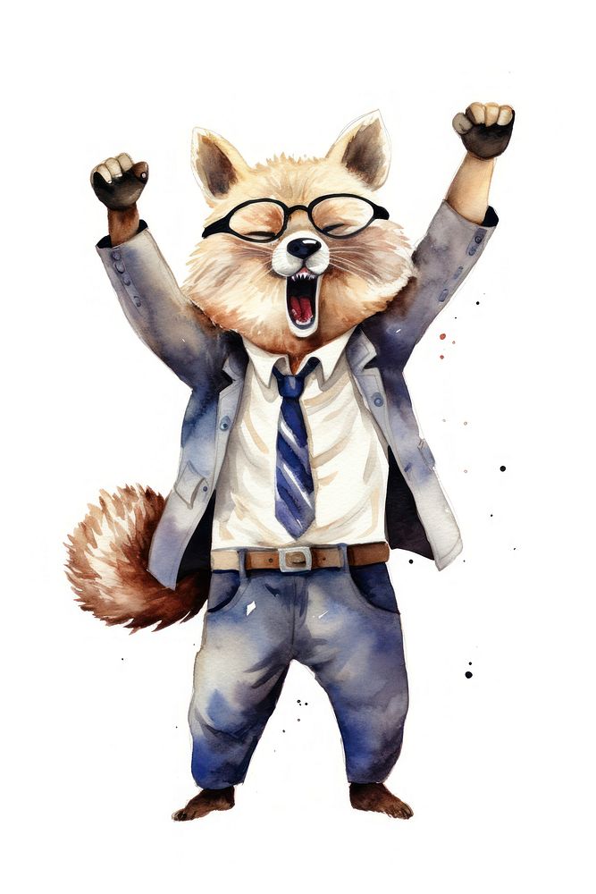 Business suit standing animal white background. 