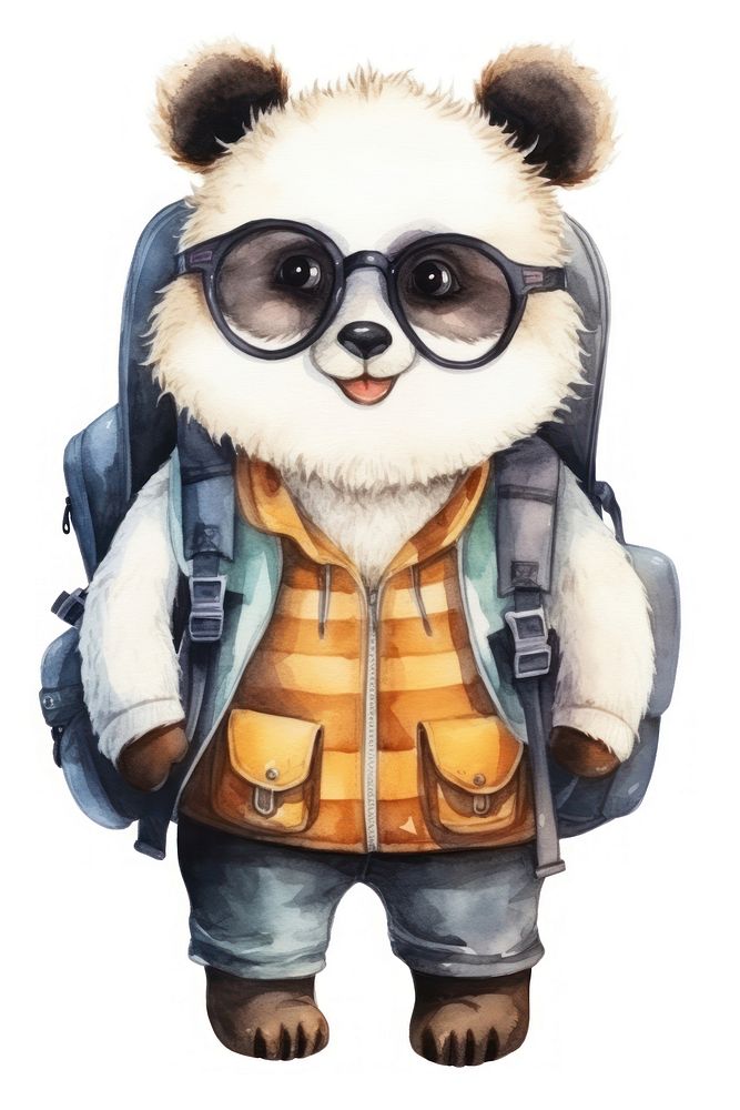 Pandacarry glasses backpack cartoon. AI generated Image by rawpixel.