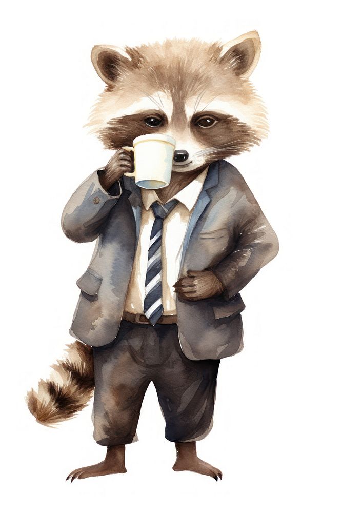 Raccoon cup holding mammal. AI generated Image by rawpixel.