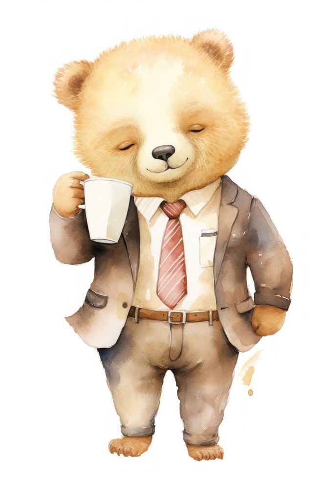 Bear cup mammal coffee. AI generated Image by rawpixel.