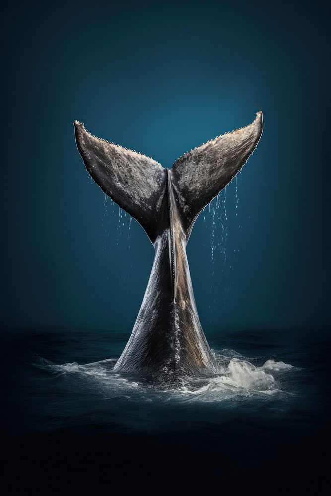 Real humpback whale tail animal mammal underwater. AI generated Image by rawpixel.