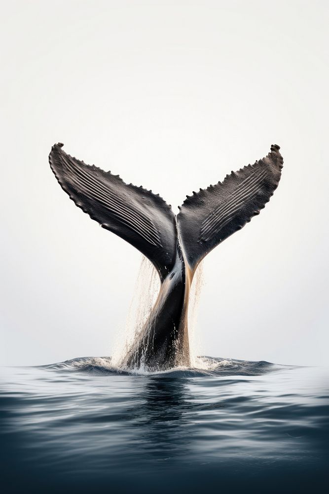 Real humpback whale tail animal mammal underwater. 