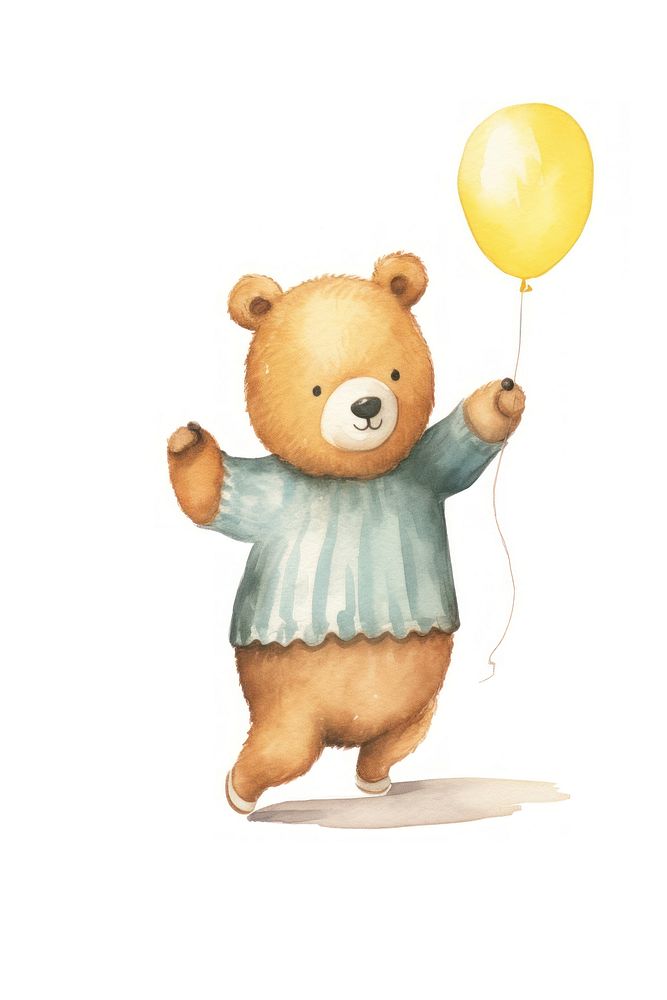 Cute bear dancing balloon toy white background. AI generated Image by rawpixel.