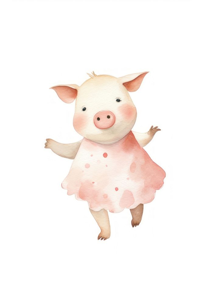 Pig dancing animal mammal white background. AI generated Image by rawpixel.