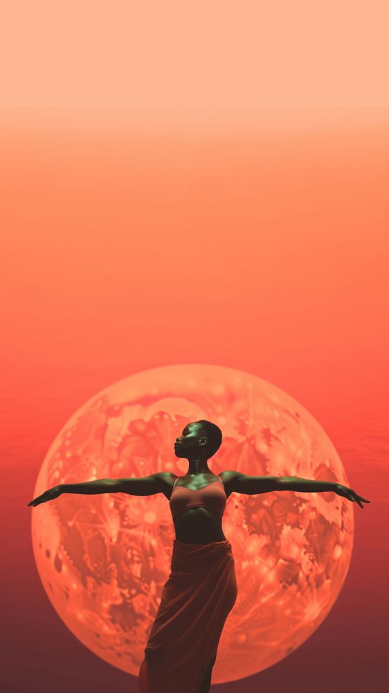photo of an african american woman standing yoga pose. AI generated Image by rawpixel. 