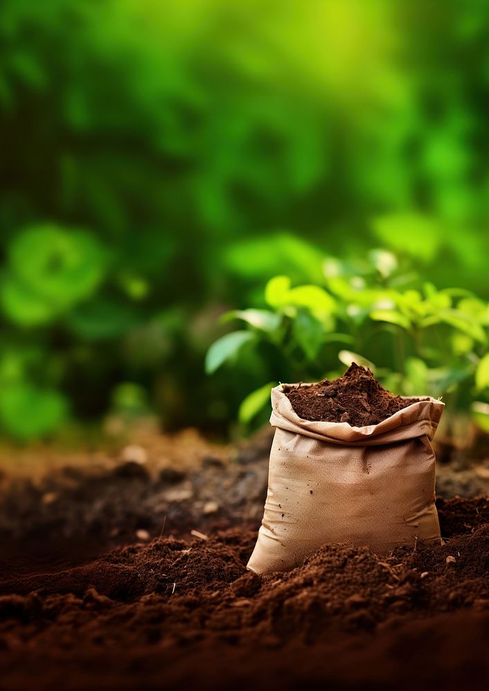 photo of soil bag laying on the ground. AI generated Image by rawpixel. 