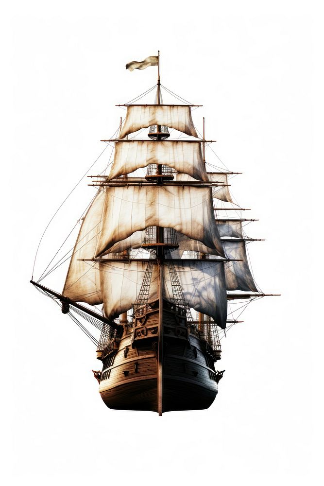 A magical flying pirate ship watercraft sailboat vehicle. AI generated Image by rawpixel.