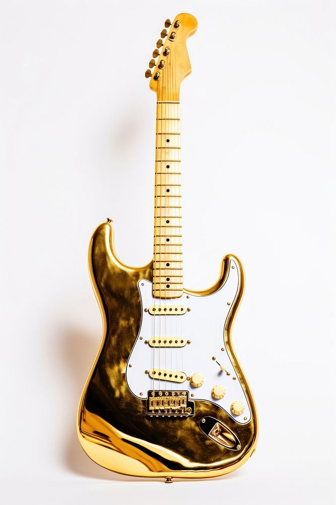 Guitar gold white background saxophone. AI generated Image by rawpixel.