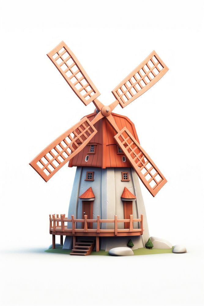 Windmill windmill outdoors white background. AI generated Image by rawpixel.