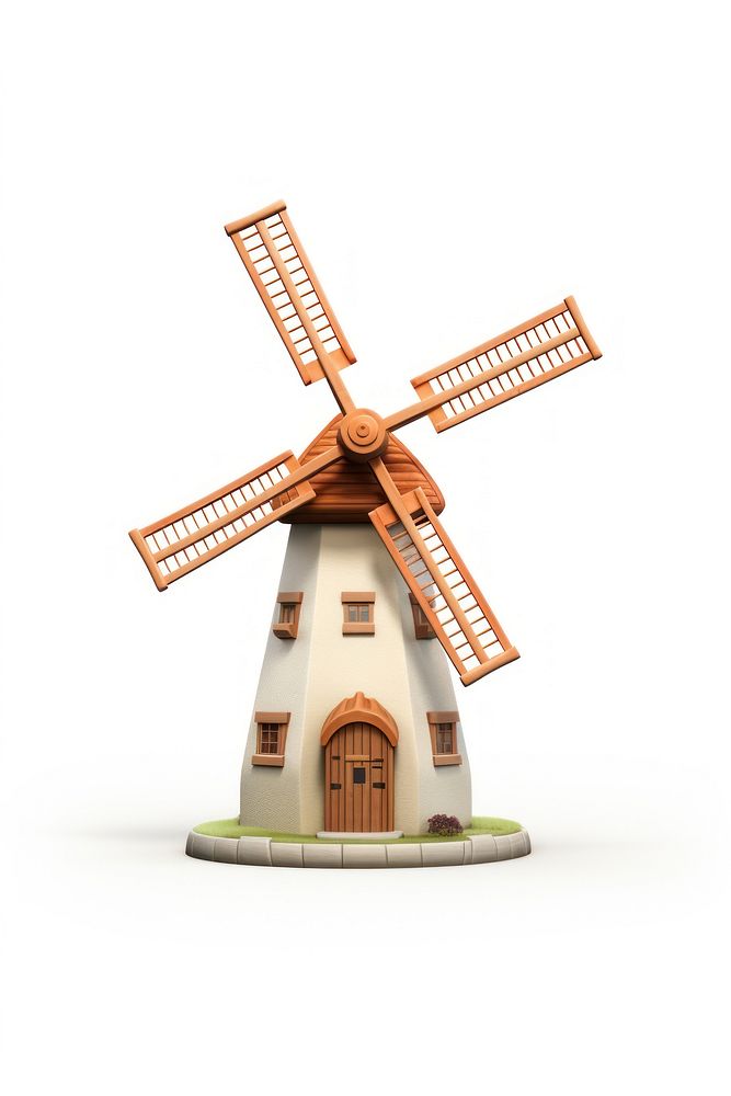 Windmill windmill white background architecture. AI generated Image by rawpixel.