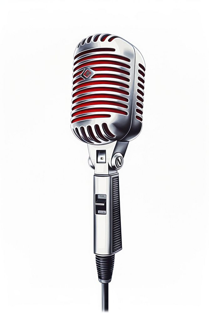 Vintage microphone white background technology appliance. AI generated Image by rawpixel.