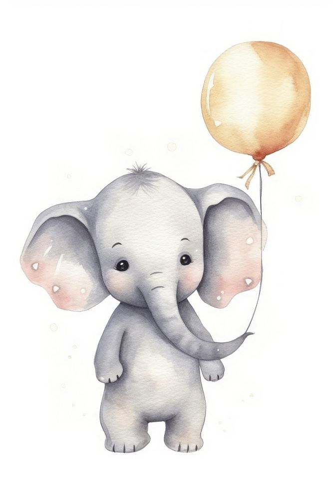 Baby elephant animal balloon cartoon. AI generated Image by rawpixel.
