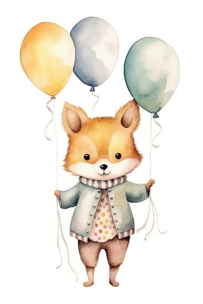 Baby fox balloon cartoon animal. AI generated Image by rawpixel.