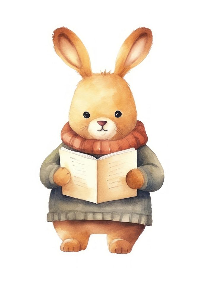 Rabbit cartoon reading mammal. AI generated Image by rawpixel.