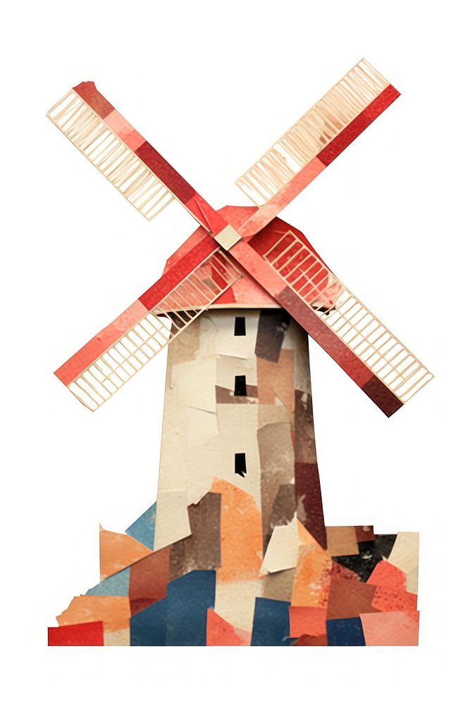 Windmill windmill art white background. AI generated Image by rawpixel.