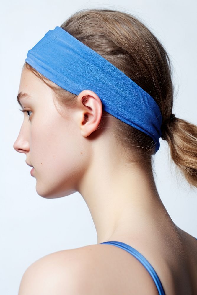 Blue fabric sport headband sports adult white background. AI generated Image by rawpixel.