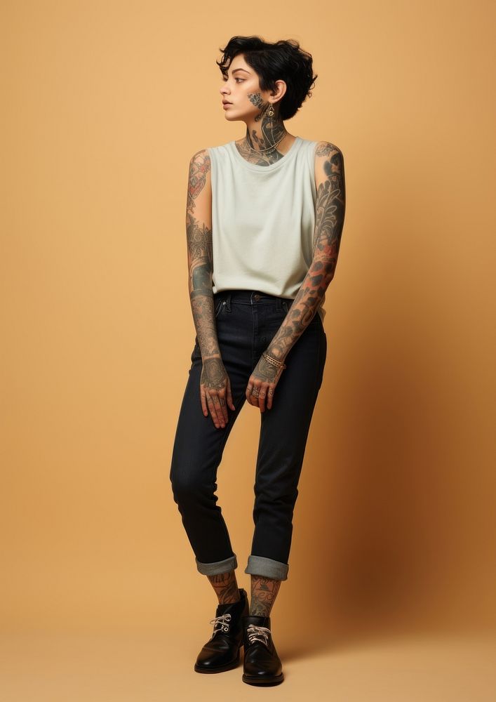 Tattoo footwear jeans pants. AI generated Image by rawpixel.