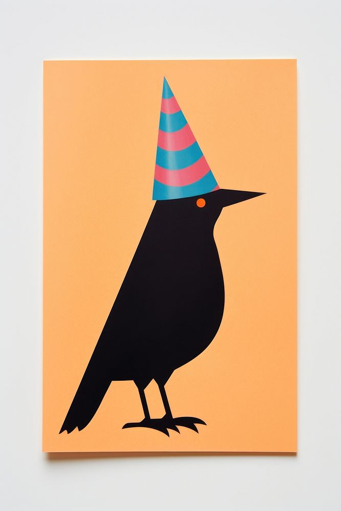 Bird wearing witch hat animal representation celebration. 