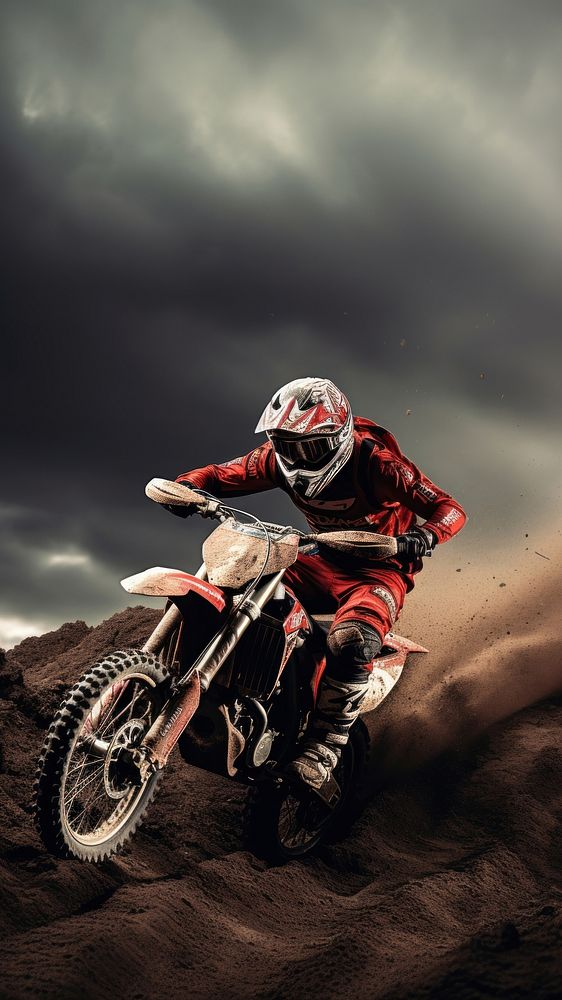 photo of a dirt biker jumping over obstacles. AI generated Image by rawpixel. 