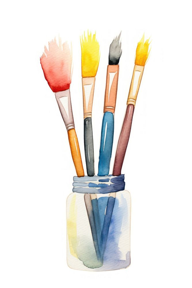 Paint storkes brush white background paintbrush. 