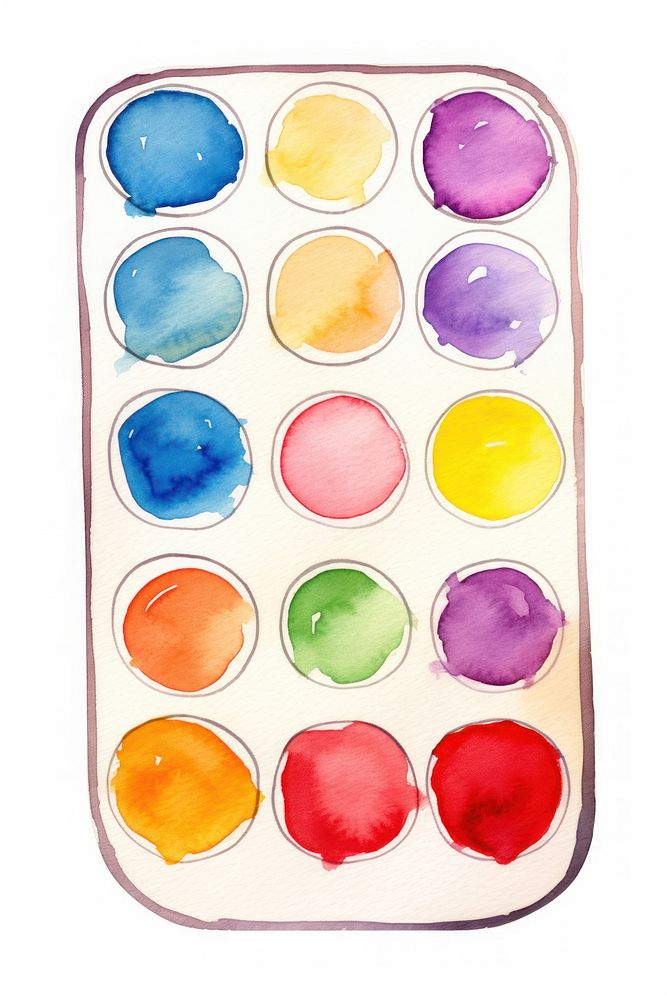 Paint tray palette white background paintbrush. 