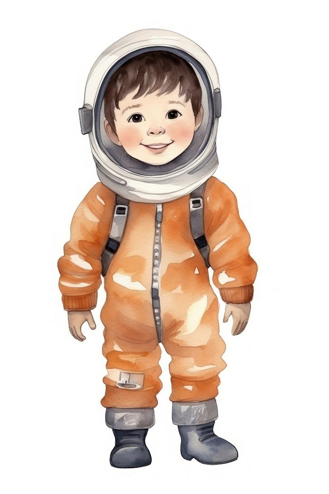 Astronaut smiling cartoon white background. AI generated Image by rawpixel.