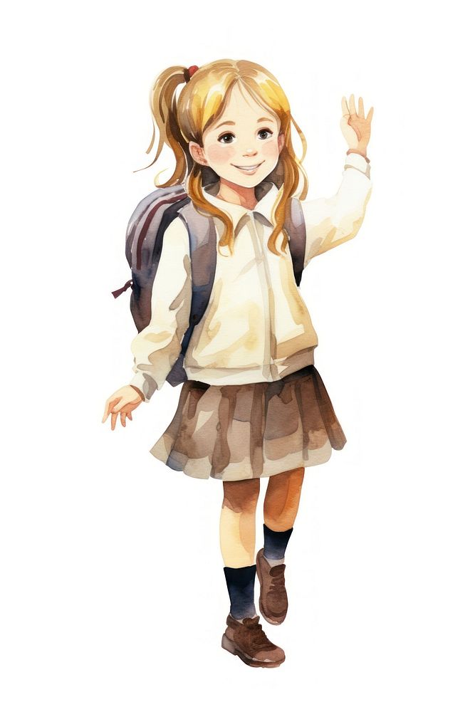 Little girl school smiling cartoon anime. AI generated Image by rawpixel.