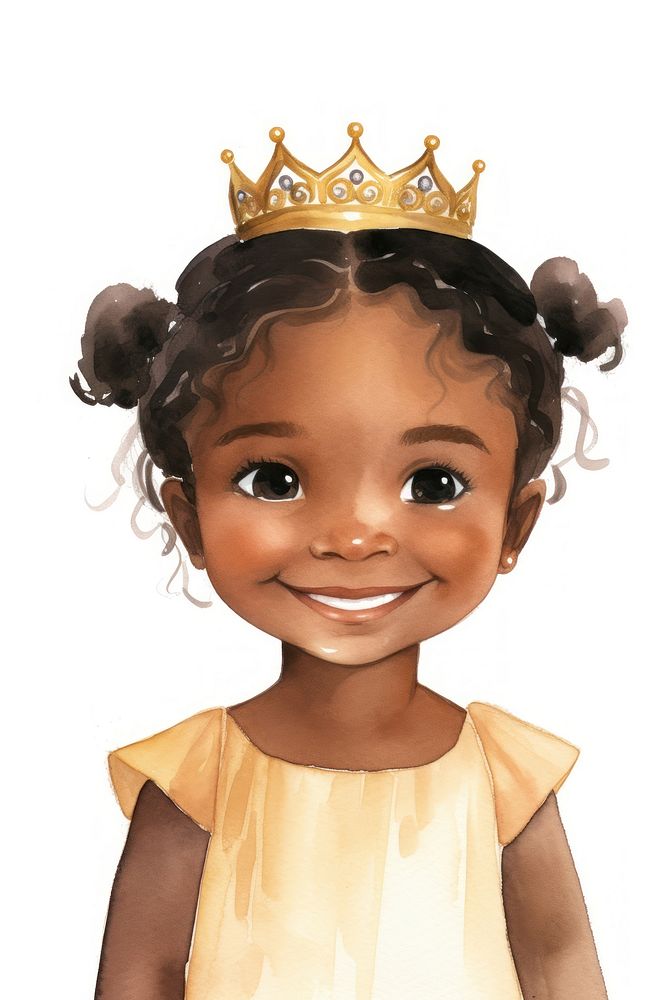 Little girl princess smiling cartoon crown. AI generated Image by rawpixel.