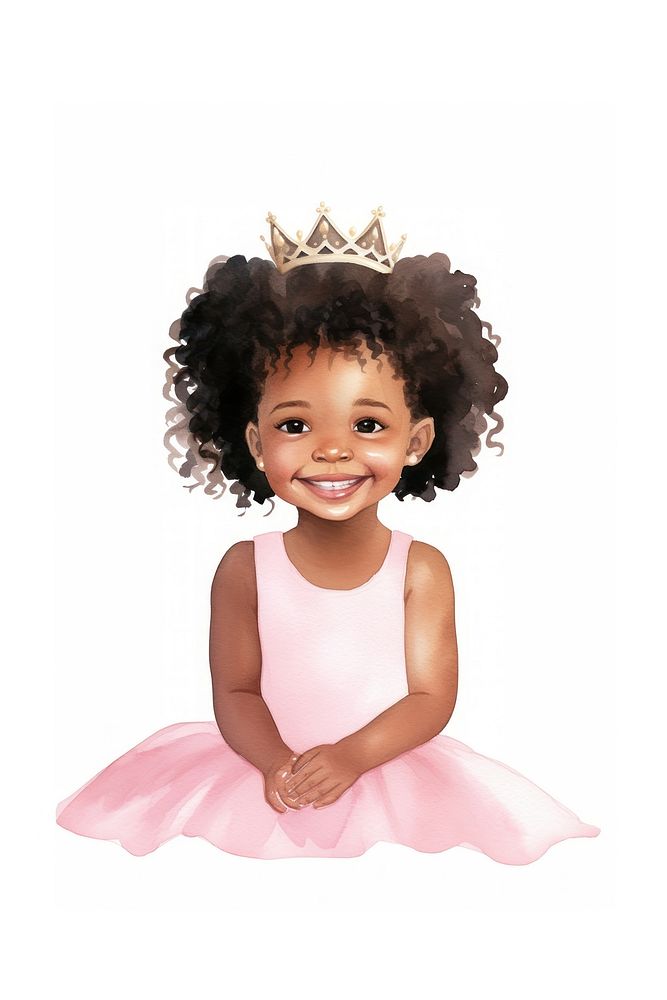 Little girl princess portrait smiling cartoon. AI generated Image by rawpixel.