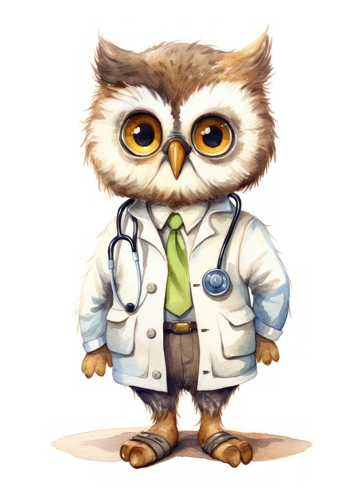 Owl doctor white background representation veterinarian. AI generated Image by rawpixel.