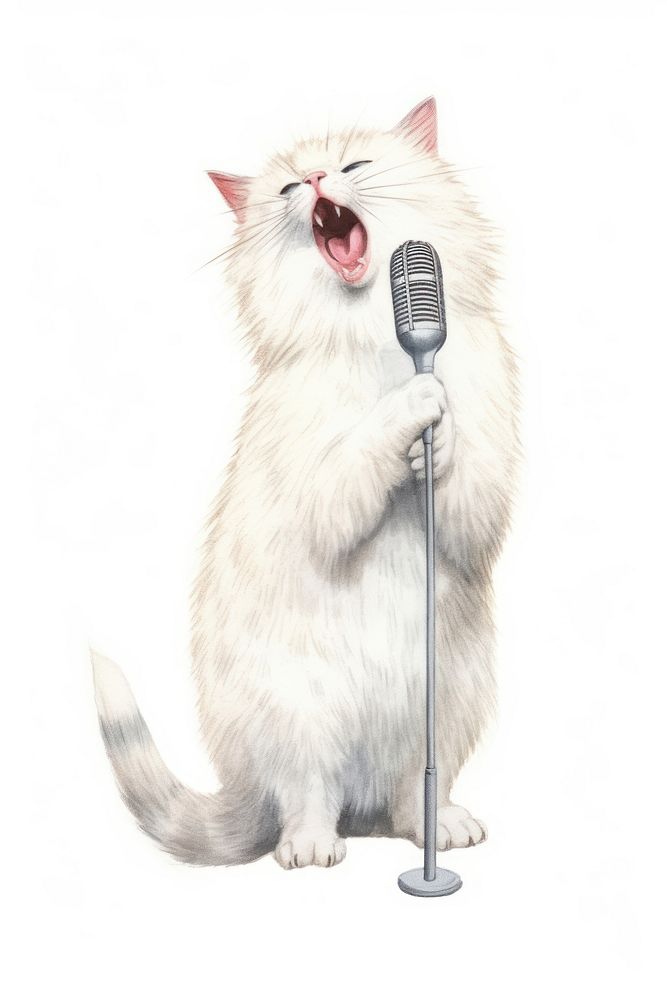 Microphone drawing mammal animal. AI generated Image by rawpixel.