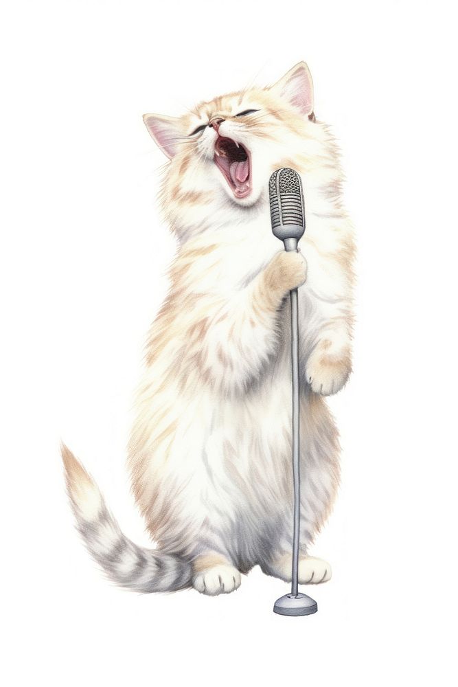 Microphone drawing mammal animal. AI generated Image by rawpixel.