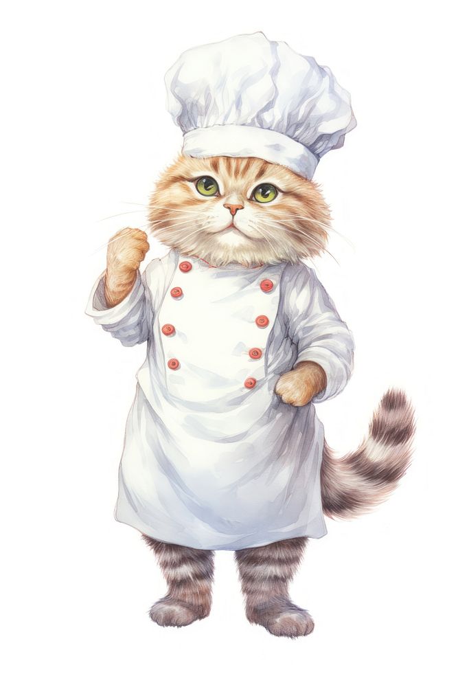 Mammal sketch chef cat. AI generated Image by rawpixel.