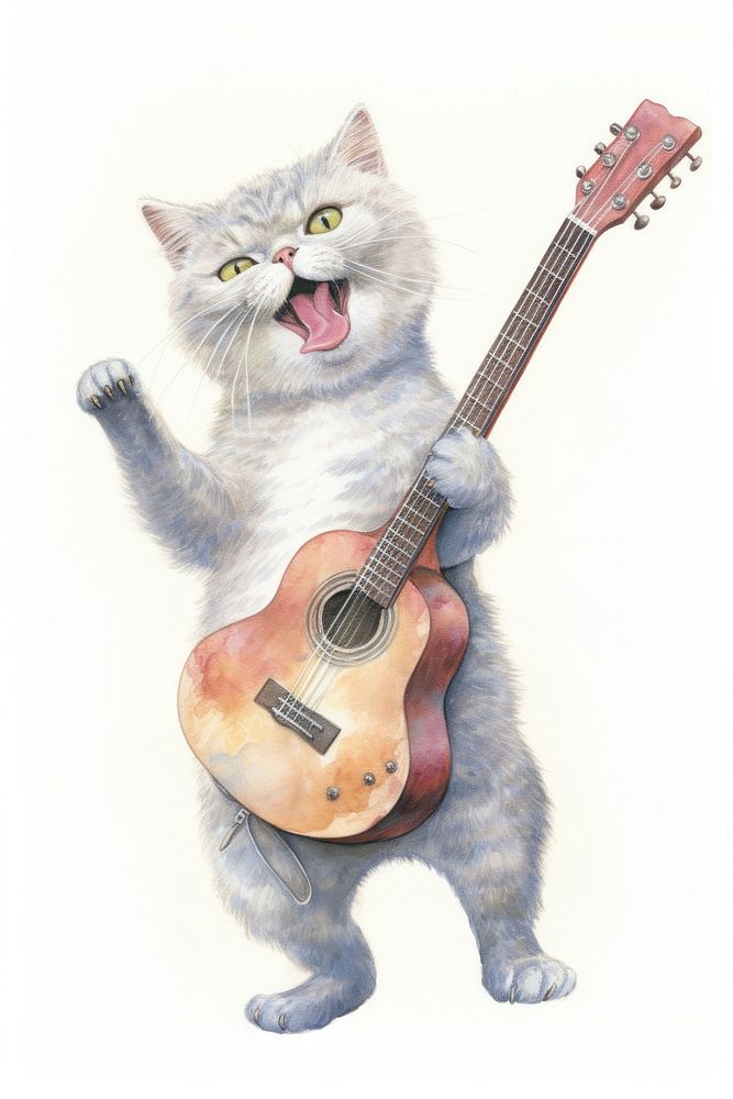 Guitar mammal pet cat. AI generated Image by rawpixel.